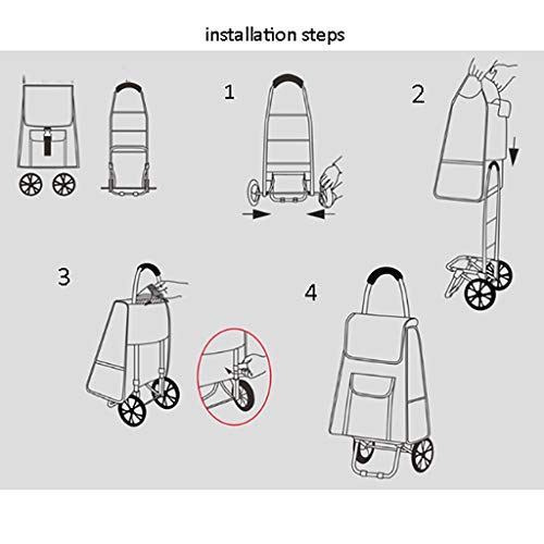 GJ-gwcd Zusammenklappbarer Einkaufstrolley / tragbarer Gepäckwagen / Einkaufstasche / Einkaufstasche / leichter Einkaufskorb für Zuhause, kleiner Einkaufskorb, Tragkraft: 40 kg (Farbe: B) – Bild 7