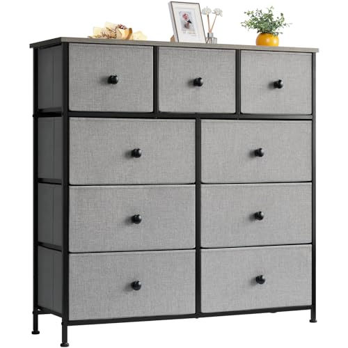 LYNCOHOME Commode avec 9 tiroirs en Tissu, Commode Chambre, Meuble de Rangement, Meuble Chambre,...