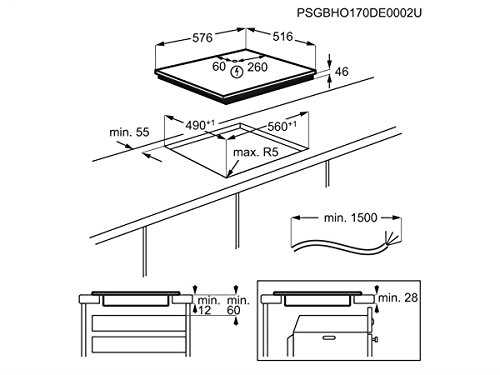 Estufa empotrable 4 puestos 58 cm 230 Volts miniatura 2