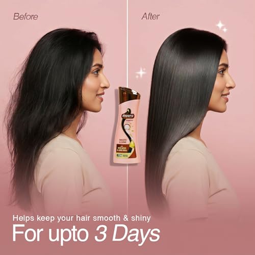 Image of Meera Smooth & Shine Shampoo with Rice Kanji & Aloe Vera | Up to 72 Hours Smooth & Shiny Hair | Nourishes & Softens Hair | Suitable for Men & Women | 180ml