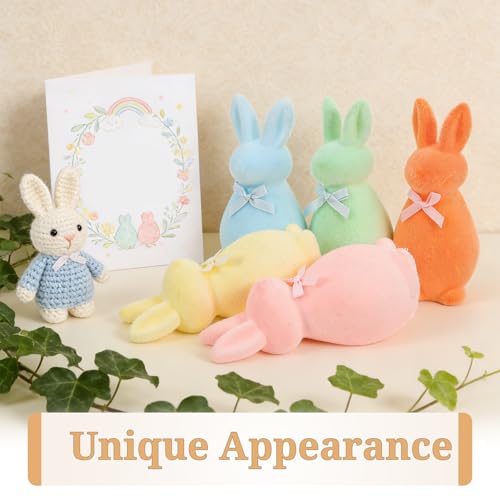 Estatua de conejo flocked para decoración de mesa miniatura 2