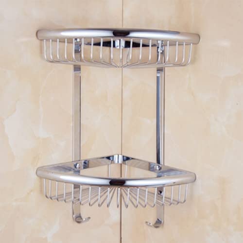 GTFDXJ Corner Shower Caddy Vintage Bath Hardware Gold 3-Layer Corner Chrome Bathroom Brass Shelves Shampoo Holder Corner Bath