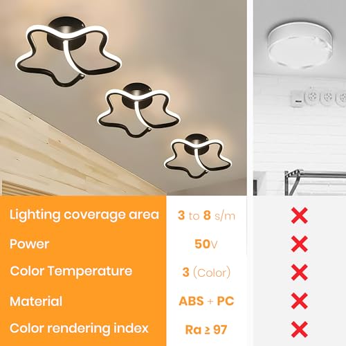 Image of 50W Modern LED Ceiling Light |Designer Light Flush Mount with 3 Colour Mode, Anti-Glare, Flicker Free for Bedroom Living Dining Room Kitchen (Star) L25xW25xH10 cm