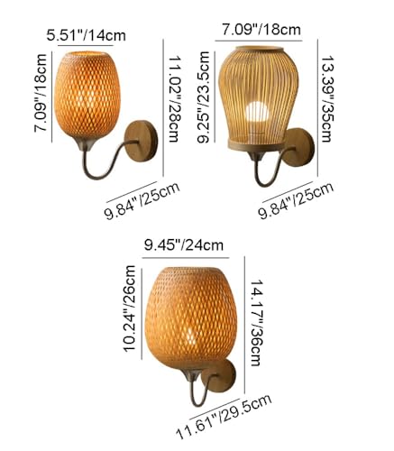 Jworra J-7836419 Southeast Asia Wall Lamp Wicker Rattan Wall Mounted Sconce Japanese Style Wall Lights Illumination thumb #3