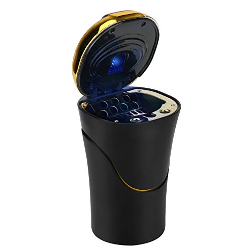 Globalstore Ashtray for Car, Portable Car Ashtray with Lid and Lighter, Smokeless Ashtray Detachable Car Cigarette Ashtray with LED Light, USB Rechargeable Car Trash Can Car Ash Tray for Travel, Home