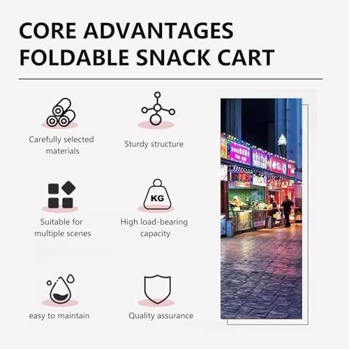 Heavy-Duty Stainless Steel Foldable Food Cart with Storage Space, Portable Street Vendor Cart for Outdoor Sales and Events (120cm/47.2in)