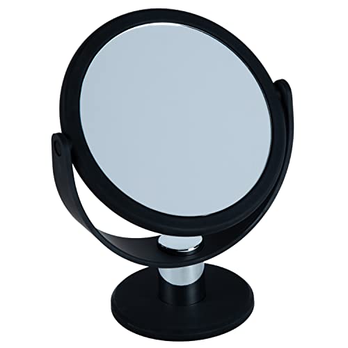 Dual Sided 10X Magnification Rubberized Vanity Mirror in Black