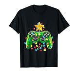 Video Game Controller Christmas Tree Lights Gamer Boys Kids T-Shirt
