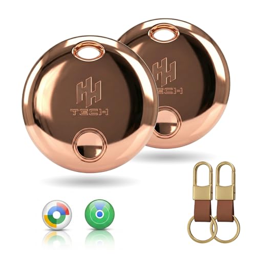 HH-Tag Dual Premium Edition (Rose Gold Pack-2) For Apple and Android Devcies Smart Tracker Tag Replaceable Battery Track Your Keys Bag Suitcase and More with Apple Find My and Google Find Hub