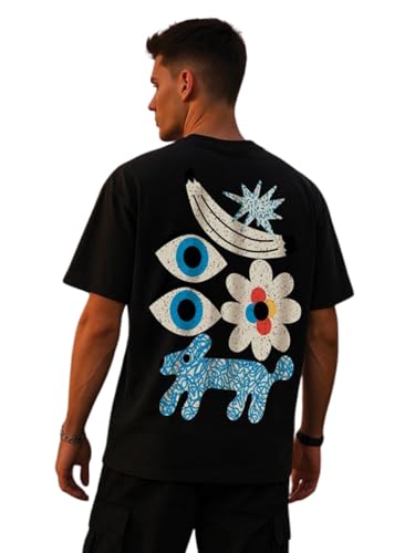 Image of Veirdo Pure Cotton Oversized Loose Fit Drop Shoulder Graphic Printed Men's Half Sleeve T-Shirt (Sizes: S to 2XL)
