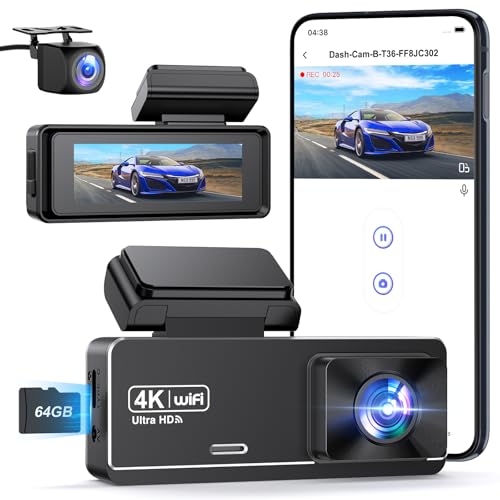 PENEMAY Dashcam 4K+1080P Voiture