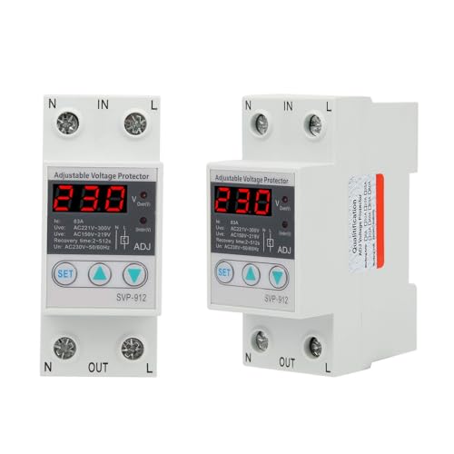 Image of Voltage Protector Adjustable Under Over Voltage Protection, Voltage Output Stabilizer for Home Office Appliance, Protector Current Stabilizer Voltmeter for House Protection(63A)