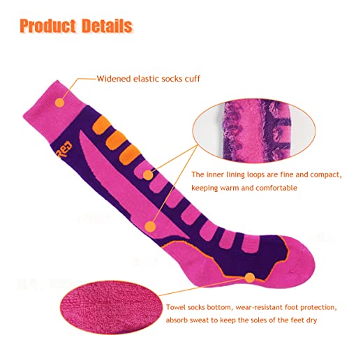 Goxunyuan Kids Ski Socks, Winter Warm Thick Thermal Long Socks Skiing Snowboarding Skating For Boys And Girls 2 Pairs Pack #TOP3