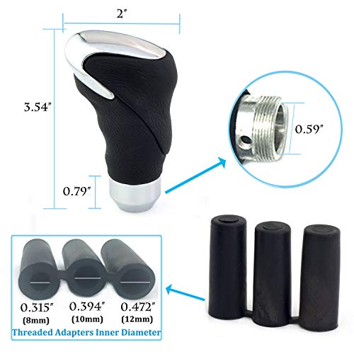 Thruifo Leather Car Gear Knob, Manual Shift Stick Shifter Handle Fit Most MT Transmissions, Black