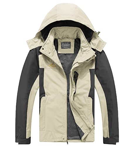 Image of Men's Rain Jacket Waterproof with Hooded Hiking Outdoor Coat Lightweight Windbreaker
