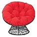 OSP Home Furnishings Wicker Papasan Chair with 360-Degree Swivel, 40” W x 36” D x 35.25” H, Grey Frame with Red Cushion