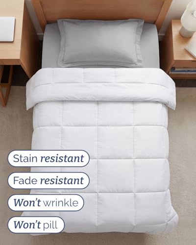Image of Twin XL Size, White Alternative Down Comforter - Warm, Lightweight, Luxury & Breathable Hotel Quality Bedding Set - All Season Fluffy, Cozy, Warm Oversized Cooling Microfiber Duvet Insert Comforter