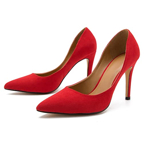 Image of Women's Men's Pointed Toe High Heel Pumps, Slip On, 3.94 Inch Stiletto Heel