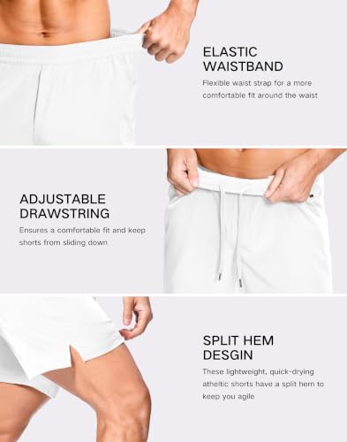 Image of GGJ Men's Lightweight Athletic Shorts with 2 Zipper Pockets 7 inch /9 inch /5 inch Gym Workout Running Quick Dry Tennis Shorts for Men
