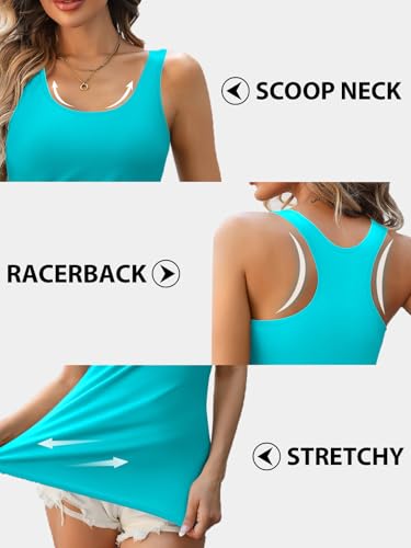 V FOR CITY Racerback Tank Tops for Women with Shelf Bra Cotton Wide Strap Camisole Yoga Cami Shirts 3 Pack4