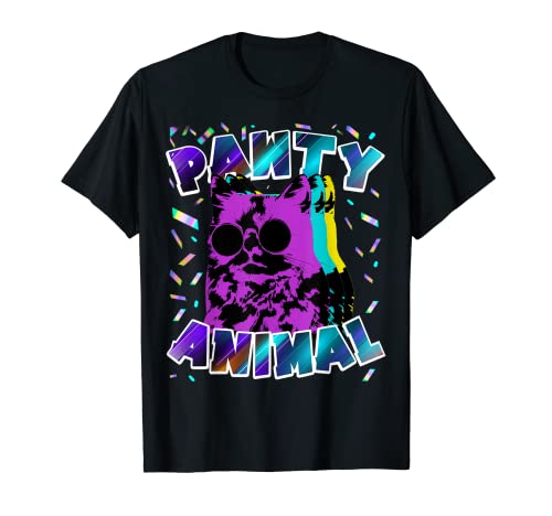 Pawty Animal Gruseliges Katzenspielzeug Geburtstagsparty Fell Kätzchen T-Shirt