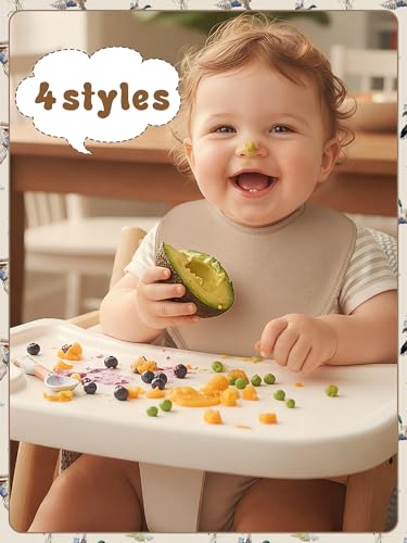 Image of 4 Pcs Baby Bandana Bib Cute Baby Nursery Decor Cotton Newborn Infant Feeding Drool Bib for Drooling and Teething Girl Boy