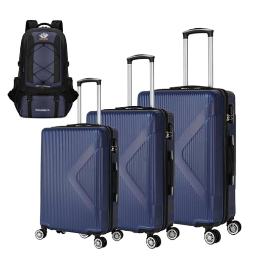 3-piece hard shell luggage set, suitable for both long-distance and short distance travel. Equipped with four-wheel rollers, password lock, and hiking bag - Main Image