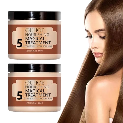 Meanju 2 piezas Tratamiento mágico nutritivo,Máscara avanzada de tratamiento capilar de queratina molecular,5 segundos para restaurar el cabello suave
