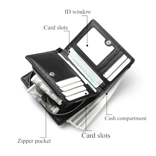 Wallet with Chain for Men Faux Leather Bifold Wallet Zipper Coin Pocket Purse Anti-Theft Chain Mens Gift2