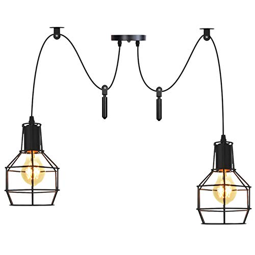 Classiche lampade a sospensione Spider, plafoniera regolabile fai da te, lampadario rustico industriale, lampada a sospensione per cucina della sala da pranzo (cavo da 2 m),2 lights