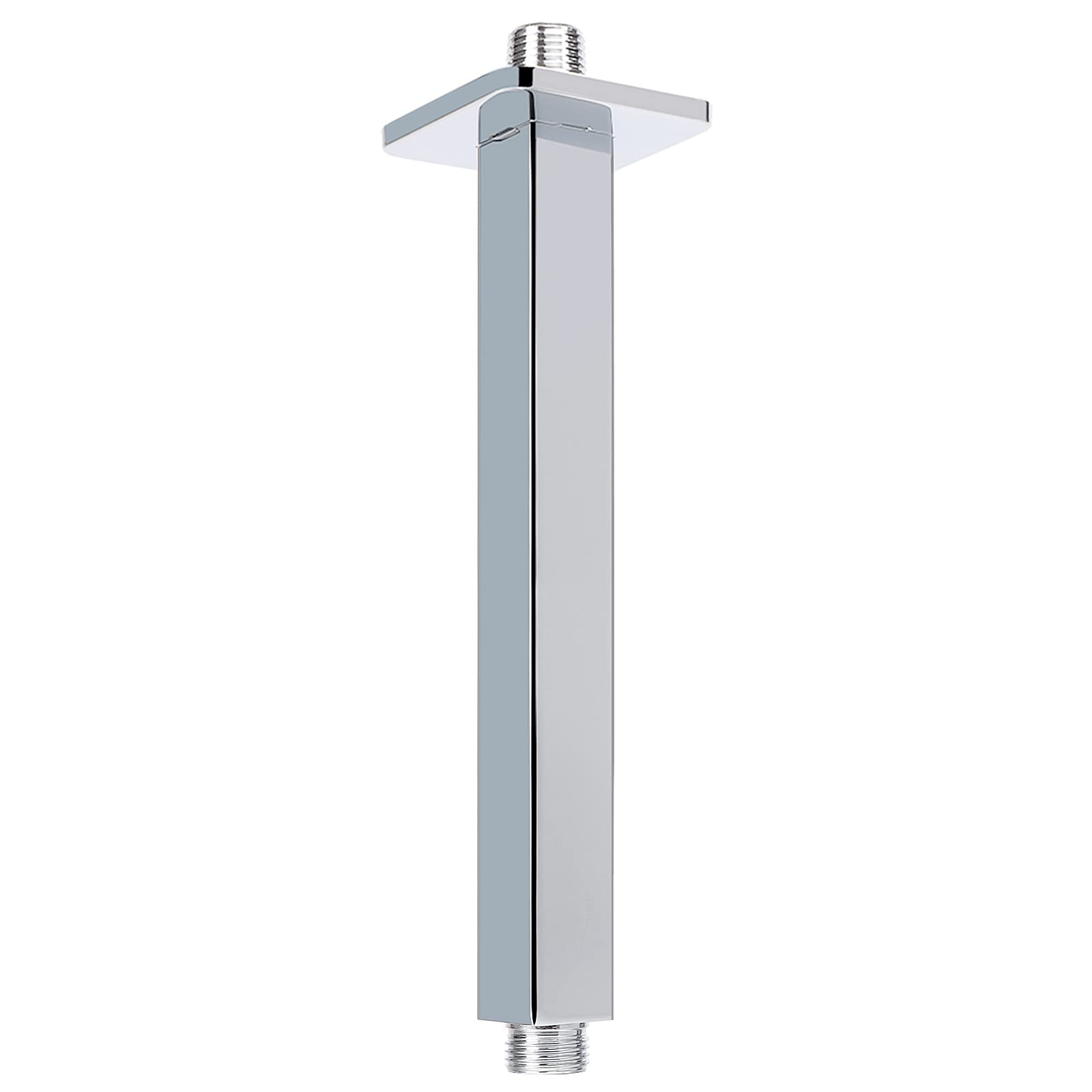 Ceiling Mounted Shower Arm, Rain Shower Square Extension Arm with Flange and Teflon Tape Stainless Steel Ceiling Mount Shower Extender (8 Inch, Chrome)