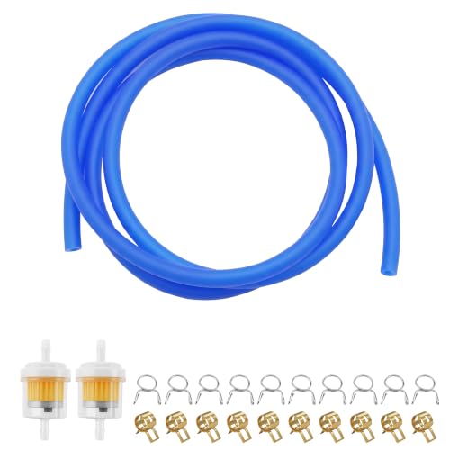 Image of PRO BAT 16.4-Ft 0.2'' I.D. Gas Fuel Line Tube+20pcs 0.35 inch I.D. Hose Clamps | 2pcs Fuel Filters for ATV Dirt Bike Go Kart Moped Pocket Bike Chinese Scooter Stratton Small Engines Blue