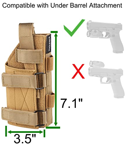 Universal Adjustable Holster For Glock 17 19 43, Taurus G2C G3, M&P Shield Ez Sd, Sig P320, Ruger Security 9 And More, Molle Holster Compatible With Under Barrel Attachment Right Hand Brown #TOP3