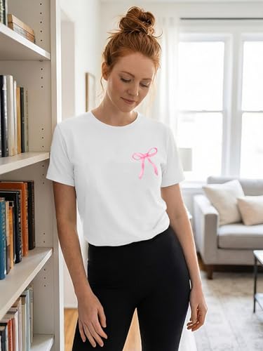 Image of Bow Leopard Shirt for Women Cheetah T-Shirts for Women Bow Graphic Tees Short Sleeve Aesthetic Tee Top