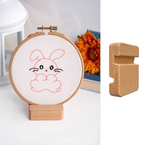 Image of 6 Pcs Wooden Embroidery Hoop Base Cross Stitch Holder for Display Stand | Embroidery Hoop Accessories Decor