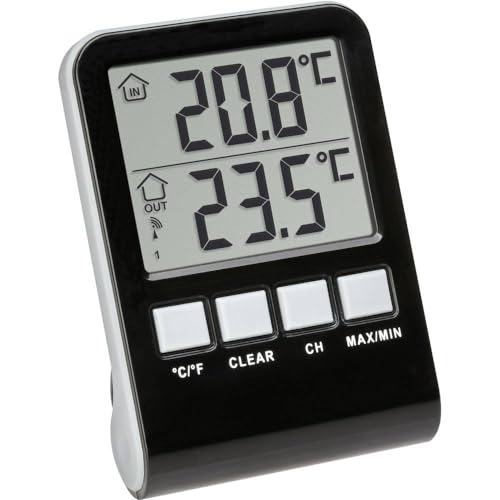 TFA Dostmann Digitales Funk Poolthermometer Palma, 30.3067.10, fĂĽr Schwimmbad/Teich/Pool/Eisbad/Whirlpool, inkl Innenthermometer, Max-Min Werte, 60m Reichweite, 70 x 23 x 98 mm, anthrazit