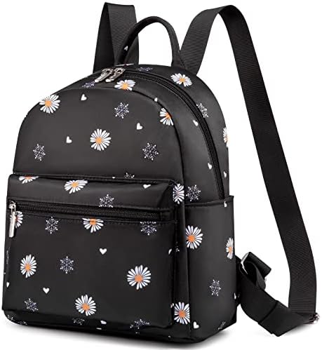 LOVEVOOK Mini Backpack for Women Light Weight Small Waterproof fashion Backpack Purses Daily Backpack Flower-Black