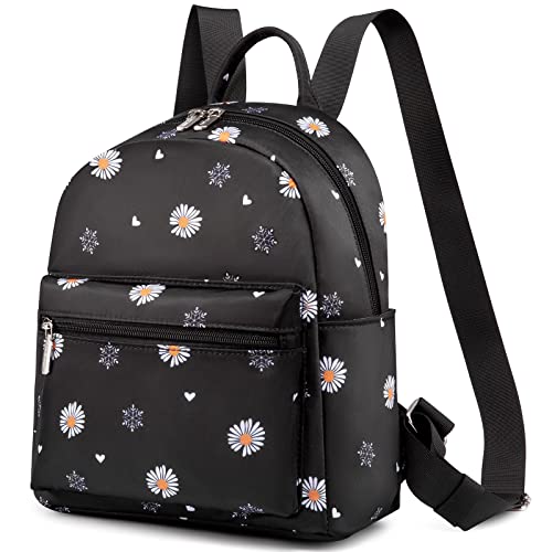 Lovevook Mini Backpack For Women Light Weight Small Waterproof Fashion Backpack Purses Daily Backpack Flower-Black #TOP6