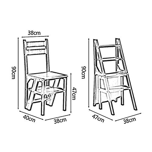Taburete escalera plegable de madera con respaldo para hogar y cocina de 4 niveles 3