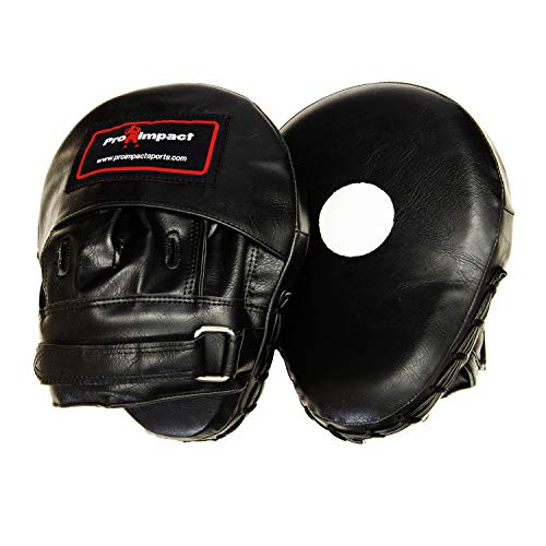 Pro Impact Curved Focus Mitts – PU Leather, Shock Absorbent Training Hand Pads - Ideal for Karate Boxing MMA Muay Thai or Fighting Sports Training Black - Thumbnail 2