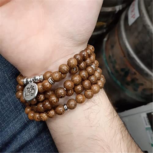Mala perles de prière bouddhistes 108 perles, bracelet yoga en bois naturel - 4