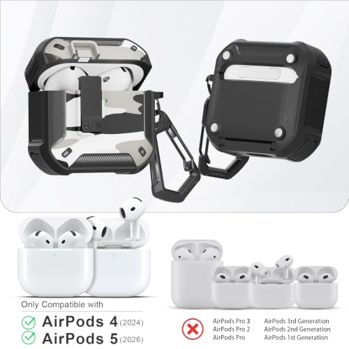 Image of for AirPods 5 /4 Case (2026 /2024) with Magnetic Secure Lock and Phone Stand