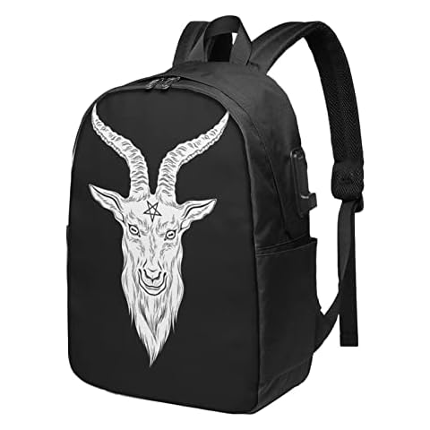 Baphomet Satan Travel Laptop Backpack Durable Daypacks Business School Backpack With Usb for Men Women Boys Girls 17 Inch Cover