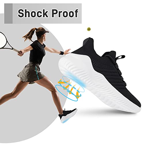 Image of JIAFO Women's Walking Shoes, Slip on Tennis Shoes Women, Non Slip Shoes Sneakers, Casual Athletic Running Lightweight Breathable Mesh Knit