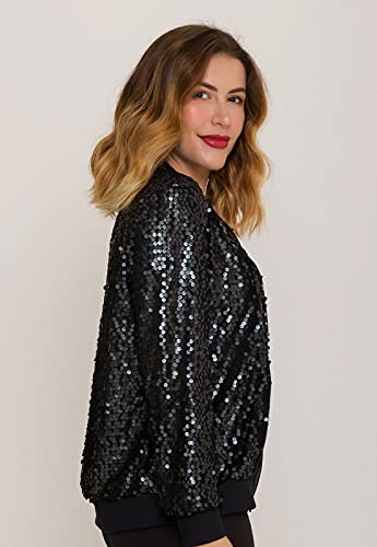 Jaqueta Bomber Paetê Preto