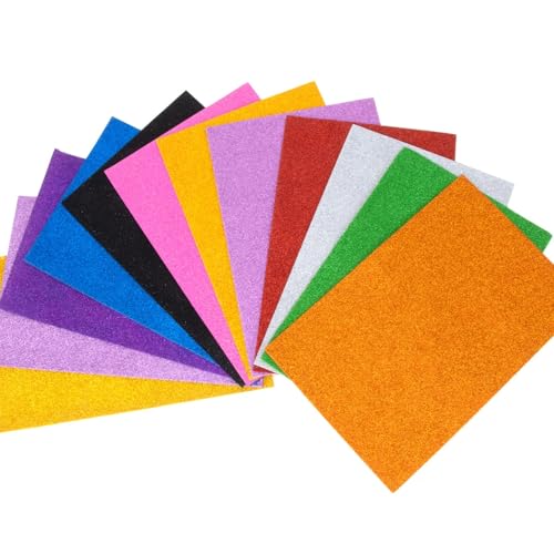 12 PCS Glitter Foam Sheets - 10 Color Thick Craft Foam Paper Assorted Glitter Paper for School Projects Gift DIY Decorations & Art Supplies 7.87 x 11.8 inch