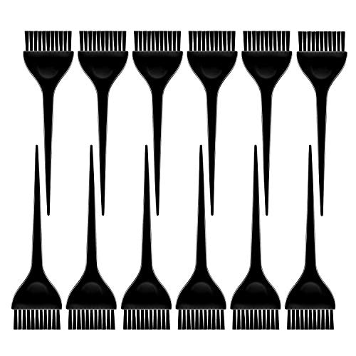Hair Dye Brushes, 12 Pack Black Color Highlight Brush Handle Hair Coloring Dyeing Kit Salon Hair Bleach Tinting DIY Tool for Men Women Hair Caring Coloring Supplies (Black)