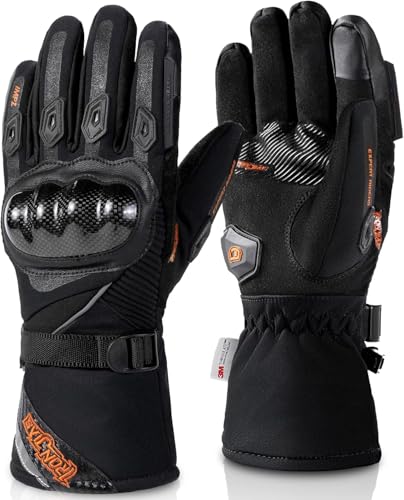 バイクグローブ 冬 防寒 防水 タッチパネル対応 3Mシンサレート カーボンファイバー