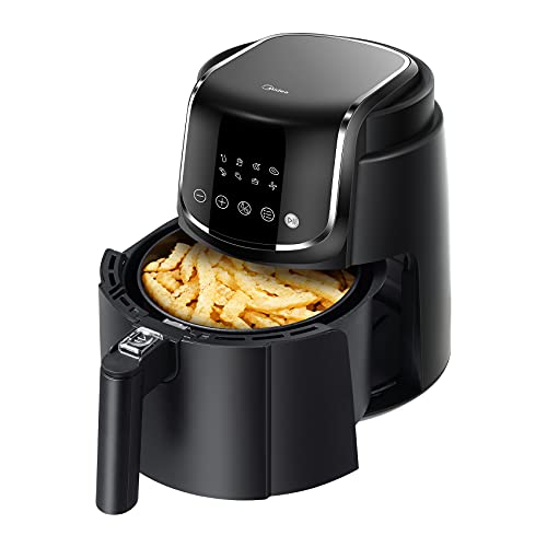 Midea Airfryer 4 l, olievrije airfryer, 1500 W, 8 vooraf ingestelde programma's, temperatuur 35-200 °C, timer 60 minuten, schudfunctie, 41 recepten inbegrepen, vaatwasmachinebestendig - Afbeelding 3