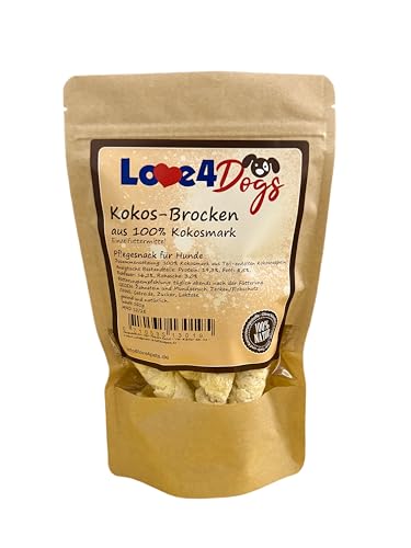 Love4Dogs Kokos-Brocken 1000g für Hunde, 1kg Preßkuchen, vegetarischer Pflege-Snack